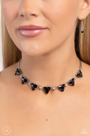 Strands of Sass - Black - Triangular Gem Mesh Chain Paparazzi Choker Necklace