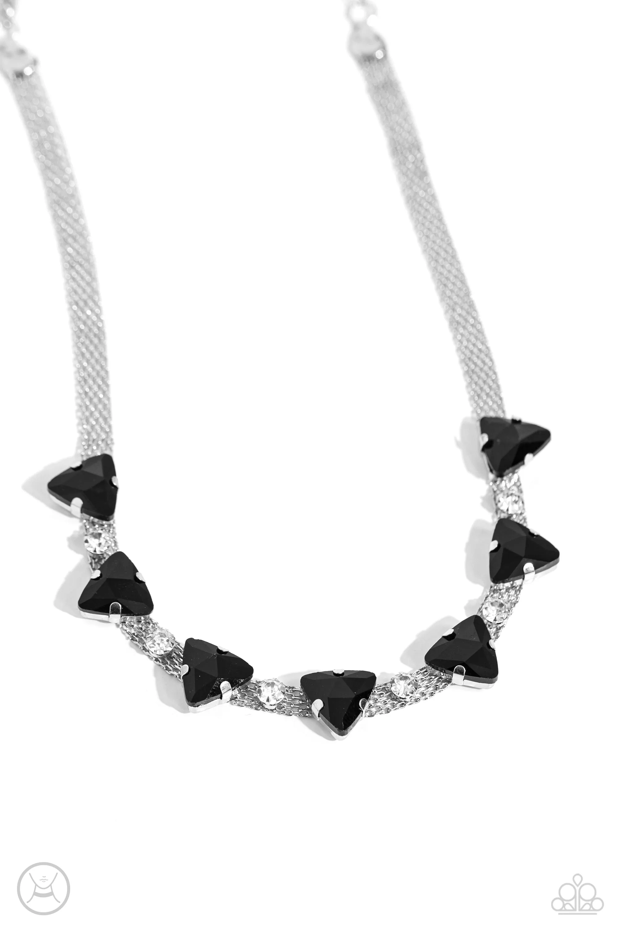 Strands of Sass - Black - Triangular Gem Mesh Chain Paparazzi Choker Necklace