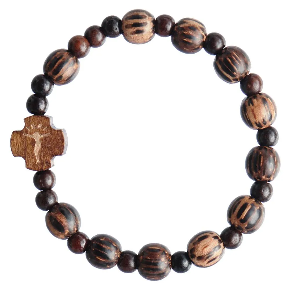 Striped Wood Children’s Rosary Bracelet (8mm)