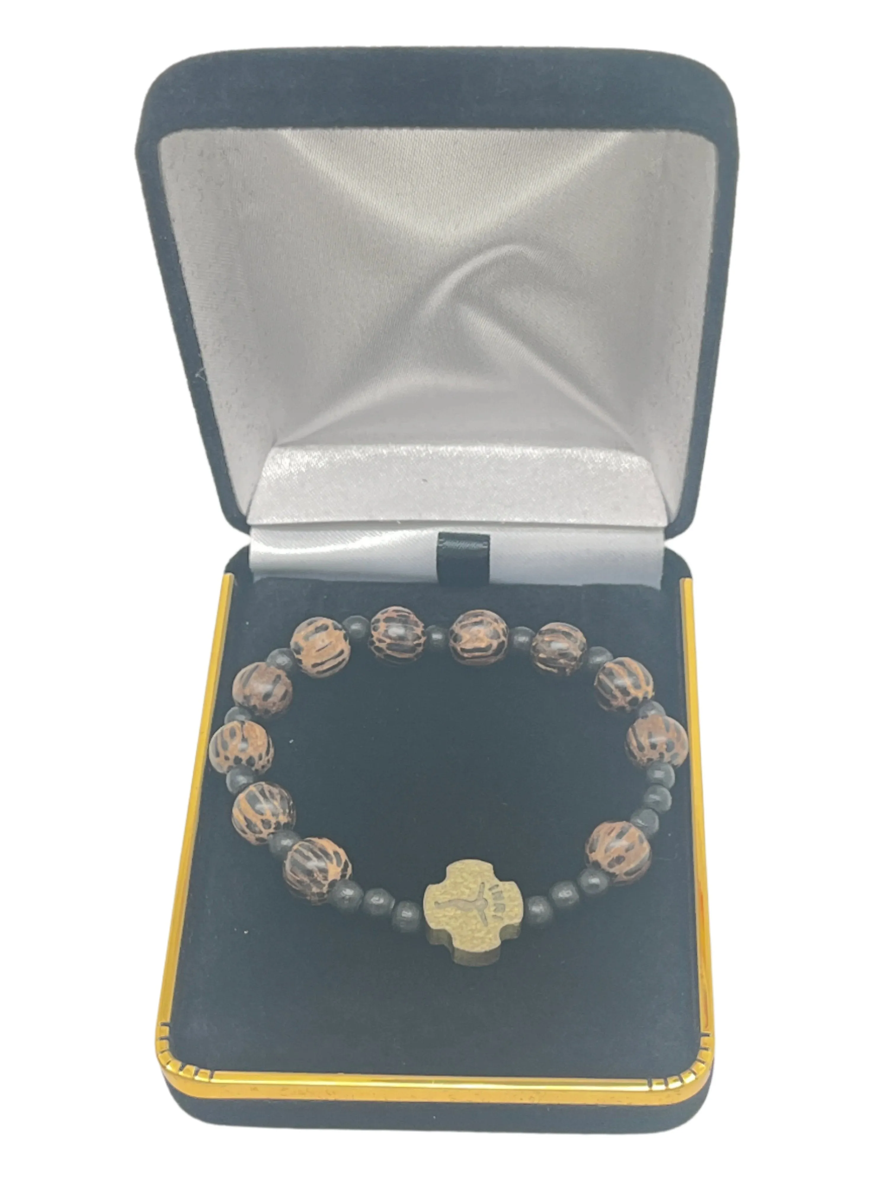 Striped Wood Children’s Rosary Bracelet (8mm)