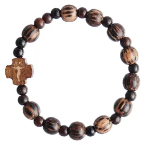 Striped Wood Children’s Rosary Bracelet (8mm)