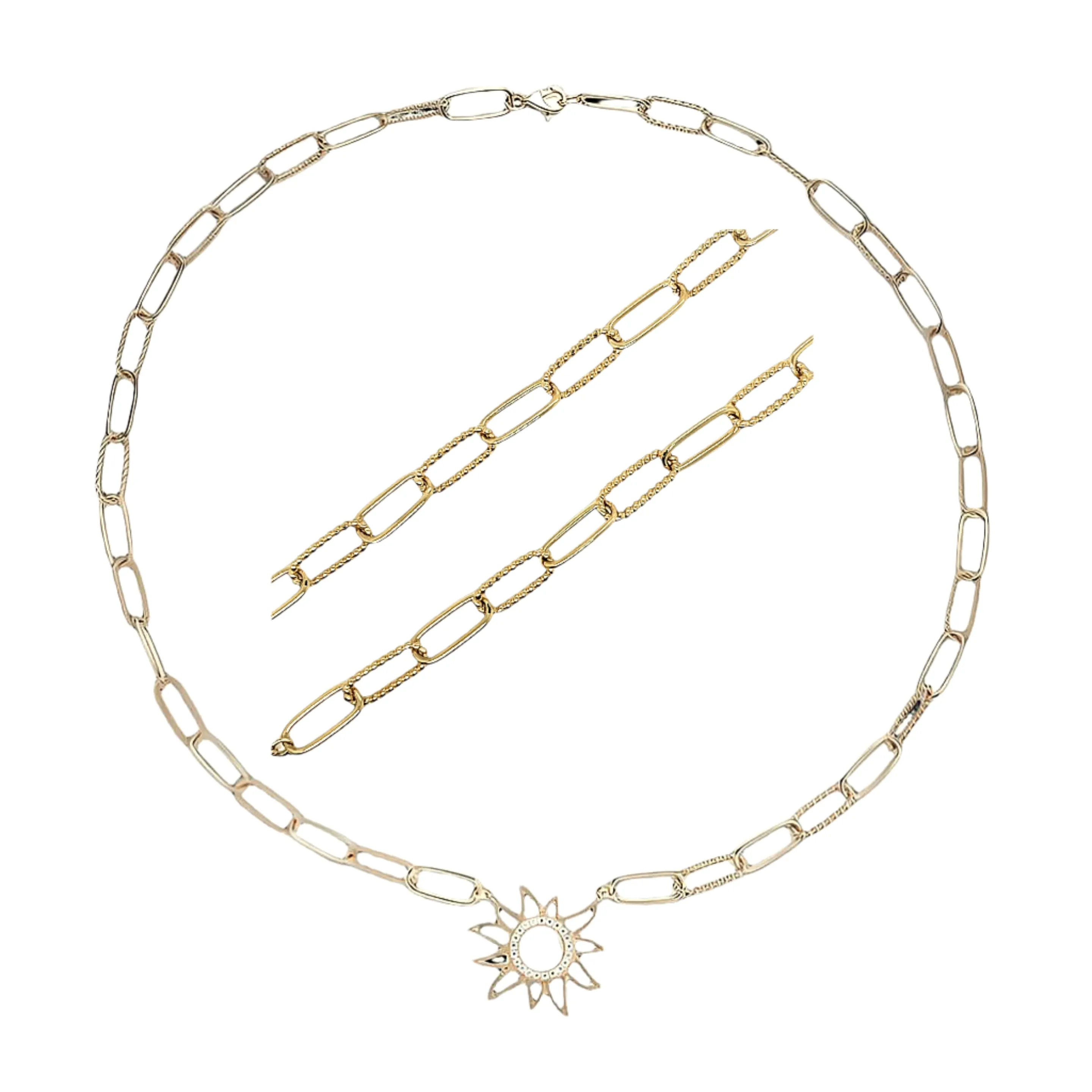 Stunning Sterling Silver 16" Sun Paperclip Necklace - C503699