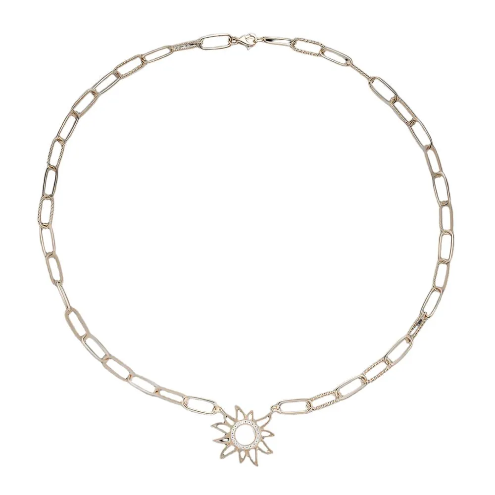 Stunning Sterling Silver 16" Sun Paperclip Necklace - C503699