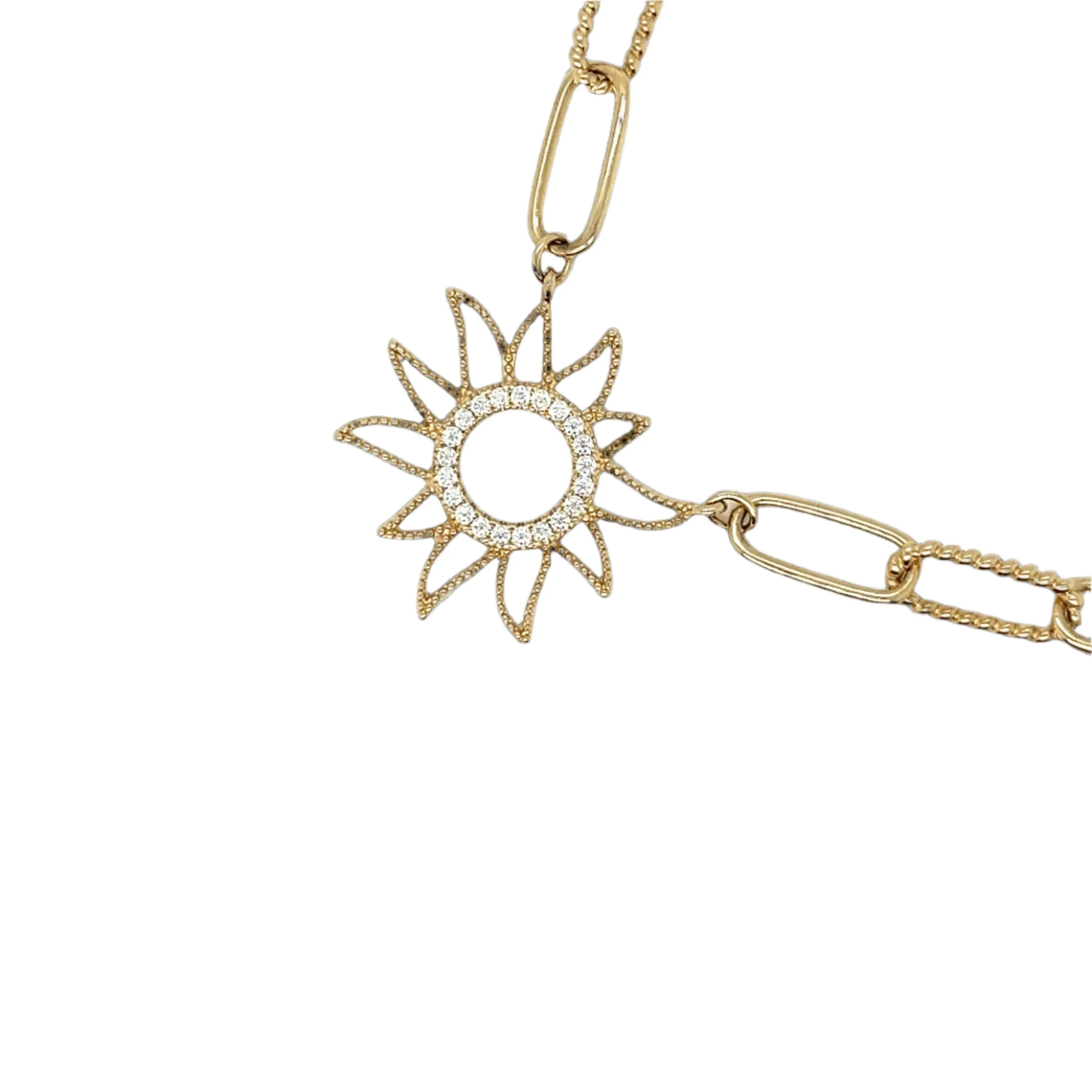 Stunning Sterling Silver 16" Sun Paperclip Necklace - C503699