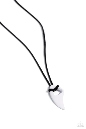 Summer Shark - White - Ceramic Shark Tooth Black Cord Paparazzi Short Urban Necklace