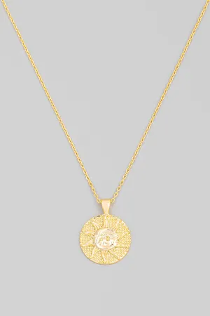 Sun And Moon Face Coin Necklace