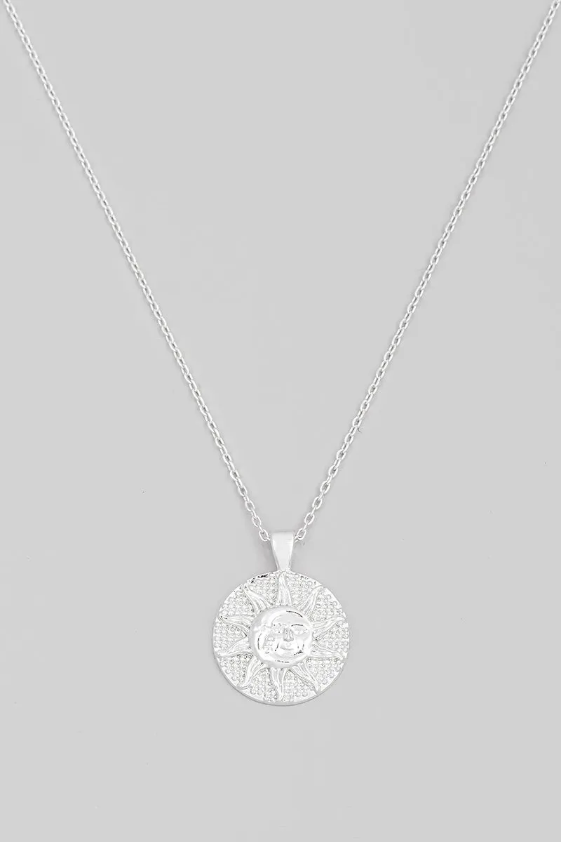Sun And Moon Face Coin Necklace