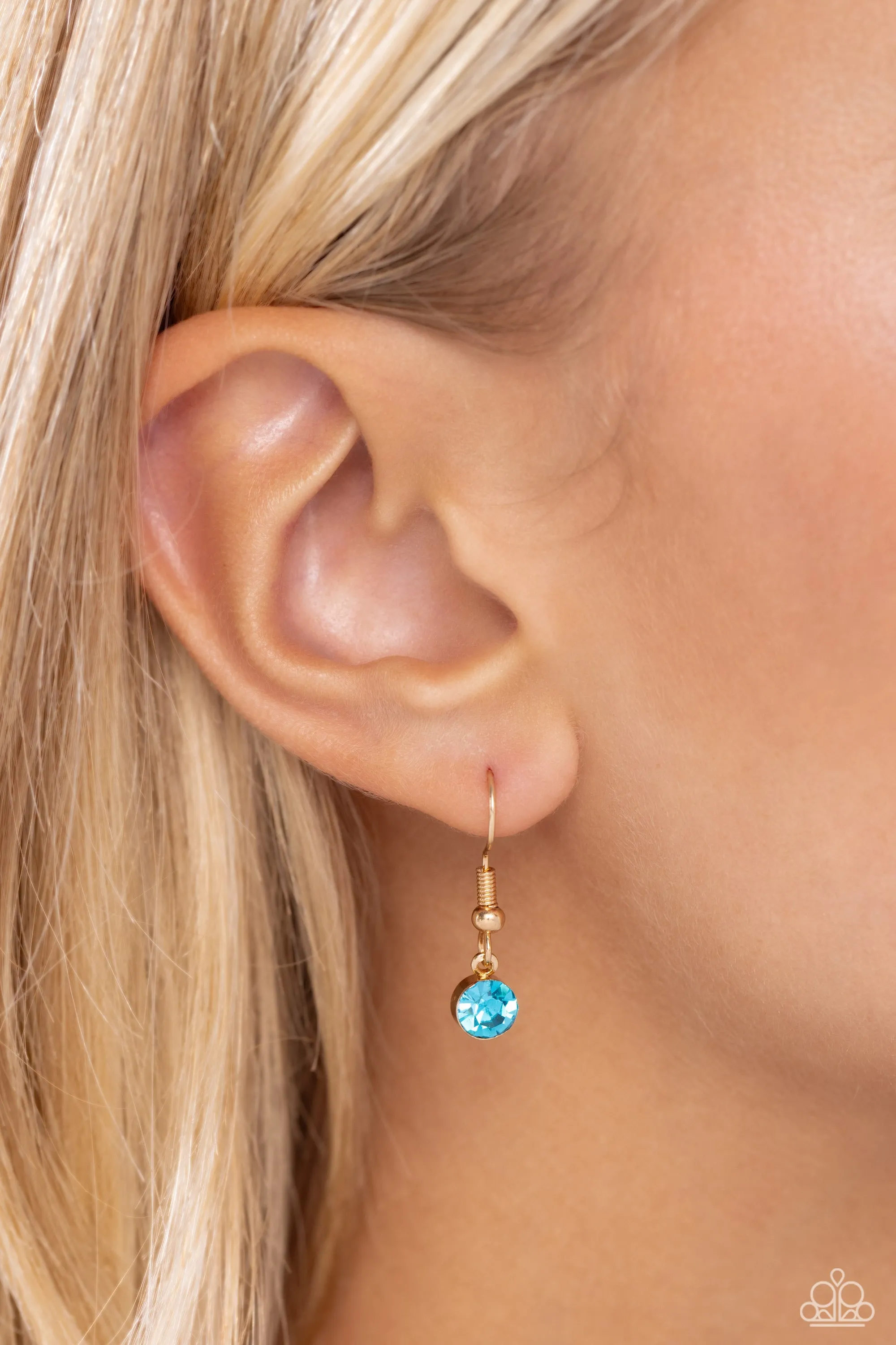 Talking to the Moon - Multi - Colored Rhinestone Gold Moon and Star Paparazzi Short Necklace