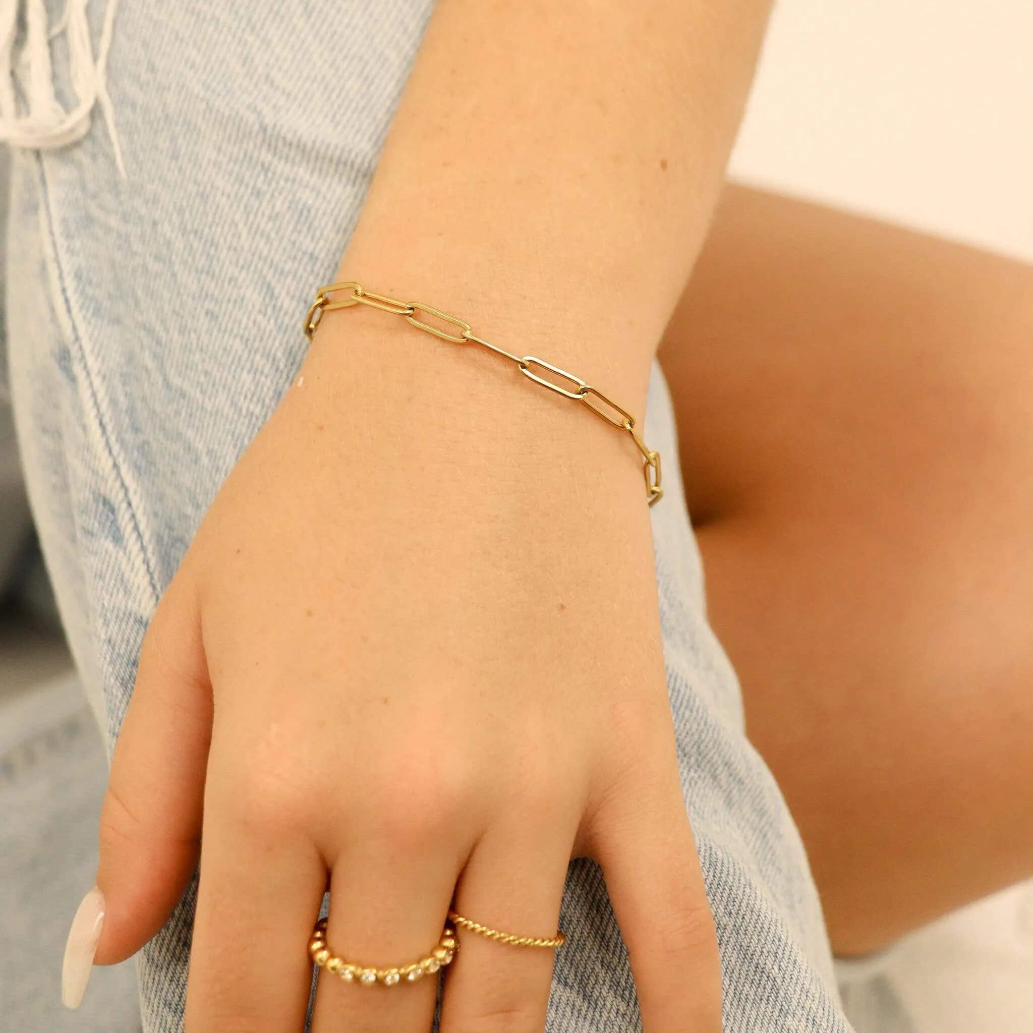 Taylor 18K Gold or Stainless PVD Paperclip Chain Bracelet