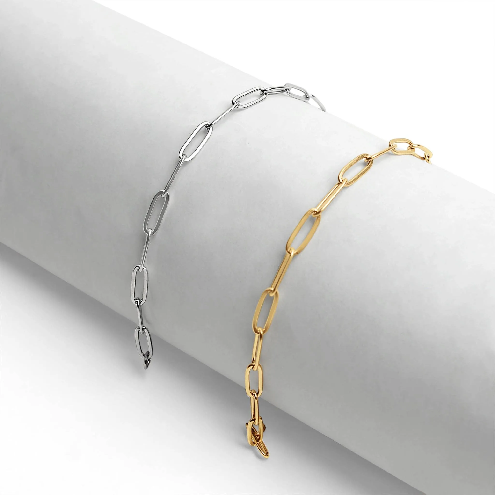 Taylor 18K Gold or Stainless PVD Paperclip Chain Bracelet