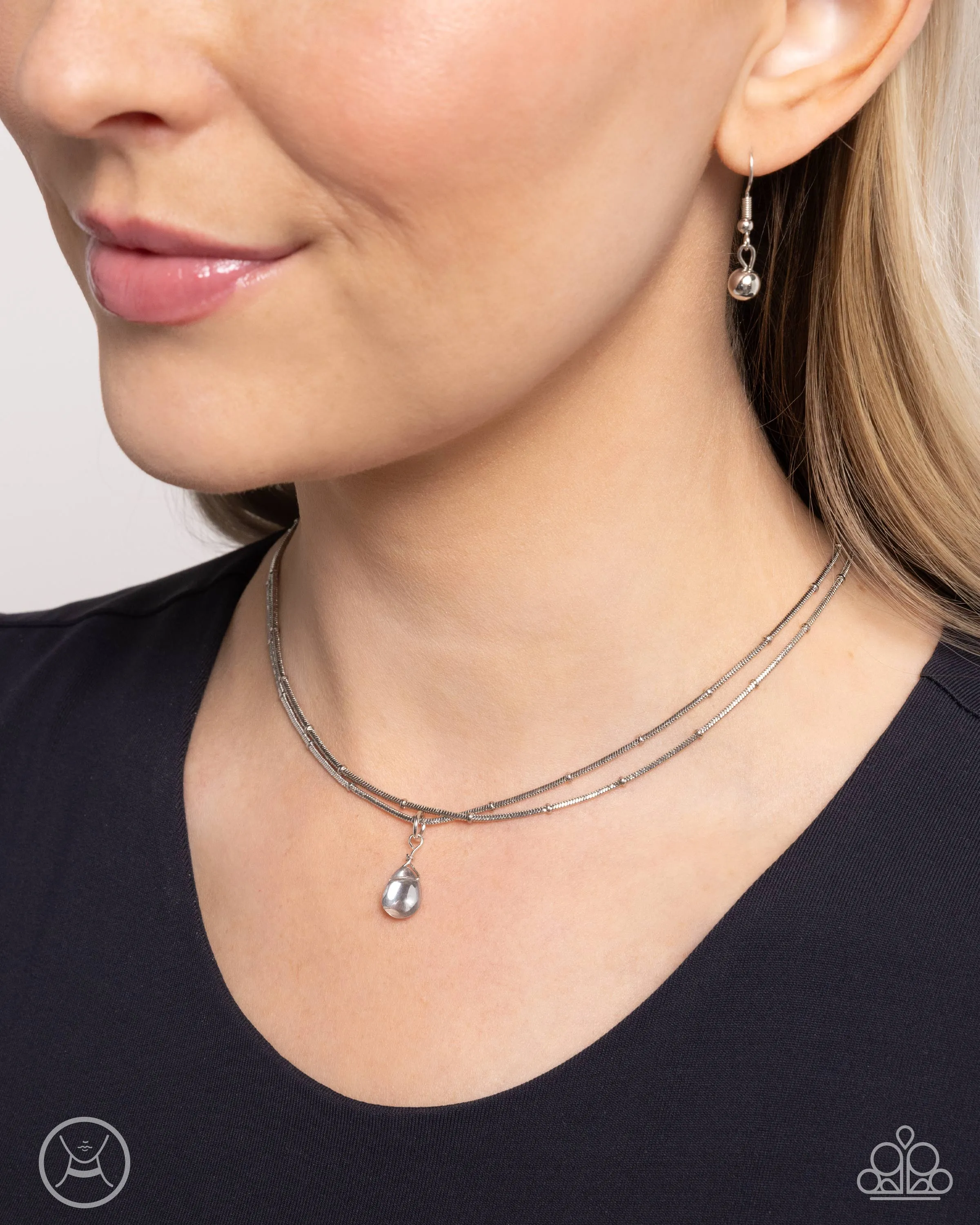 Teeming Teardrop - Silver (Choker) Necklace