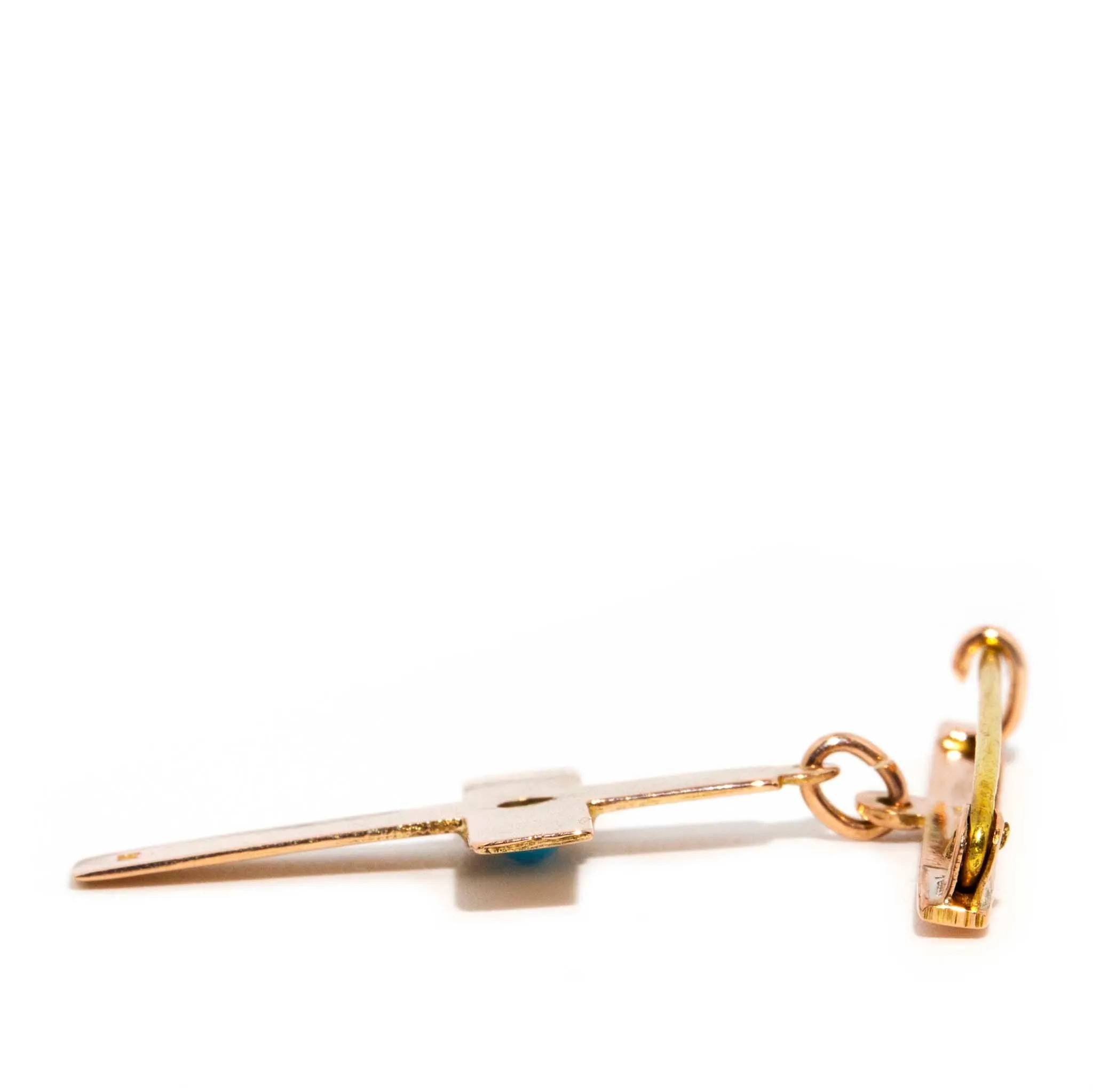 Tempany 1960s Turquoise 9ct Rose Gold Brooch