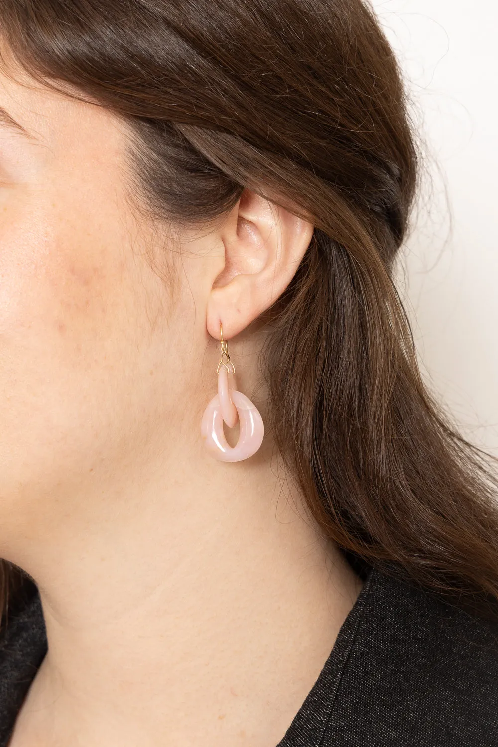 Ten Thousand Things 18k Pink Opal Cut Stone Interlocking Peacock Eye Earrings