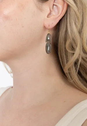 TENTHOUSANDTHINGS 18k Tiny Labradorite Arrowhead Earrings