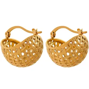 Textured Stainless Steel Huggie Hoop Earrings