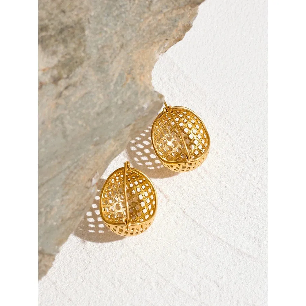 Textured Stainless Steel Huggie Hoop Earrings