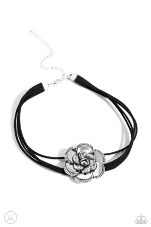 Textured Tapestry -  Black Choker Necklace