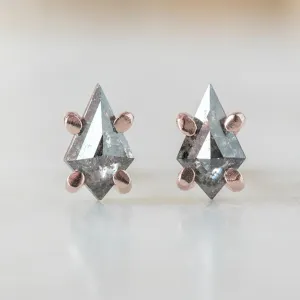 The Geometric Salt and Pepper Diamond Kite Stud Earrings | 14K Rose Gold