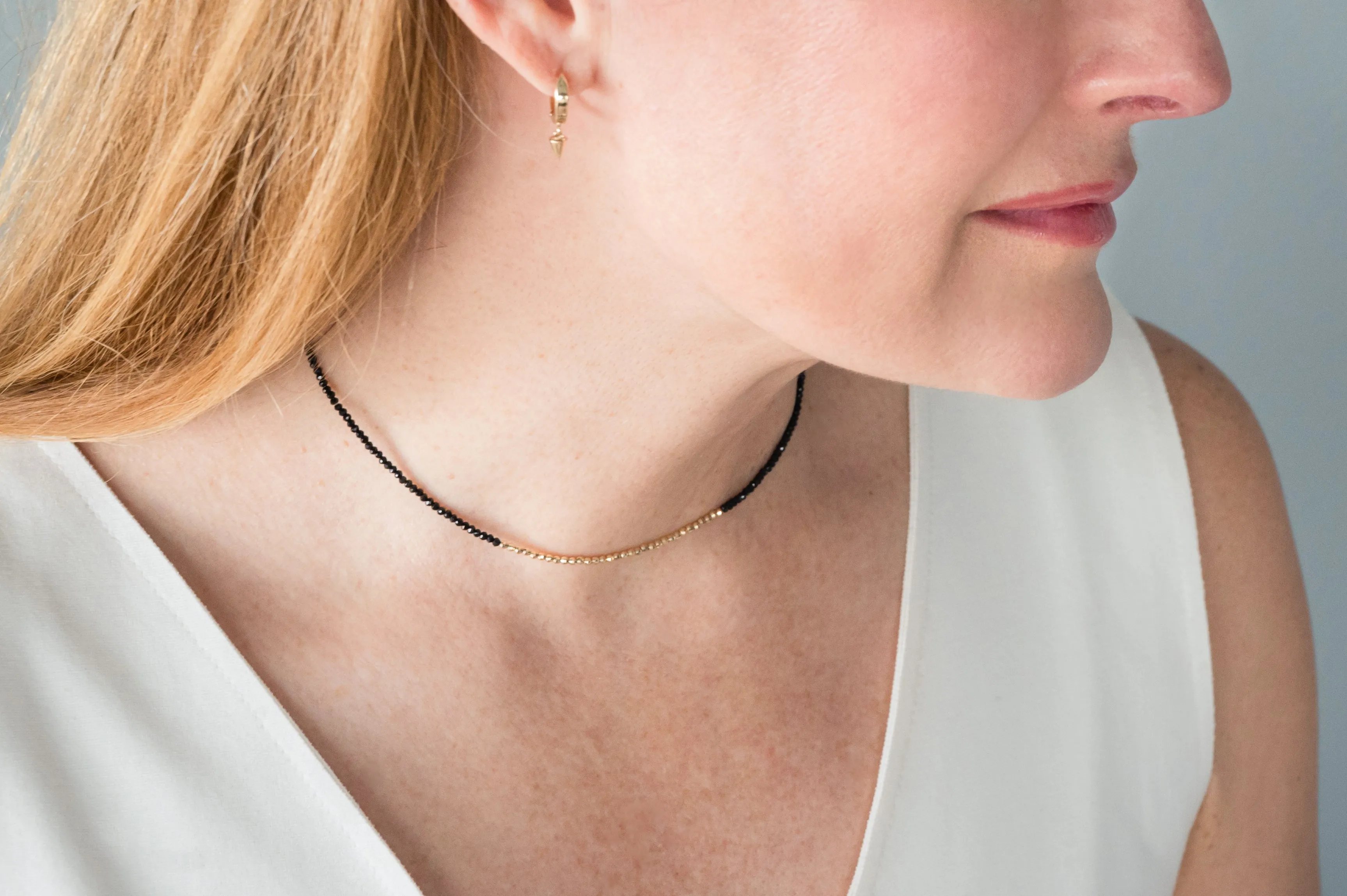 The "Glimmer Choker" with Yellow Gold and Spinel