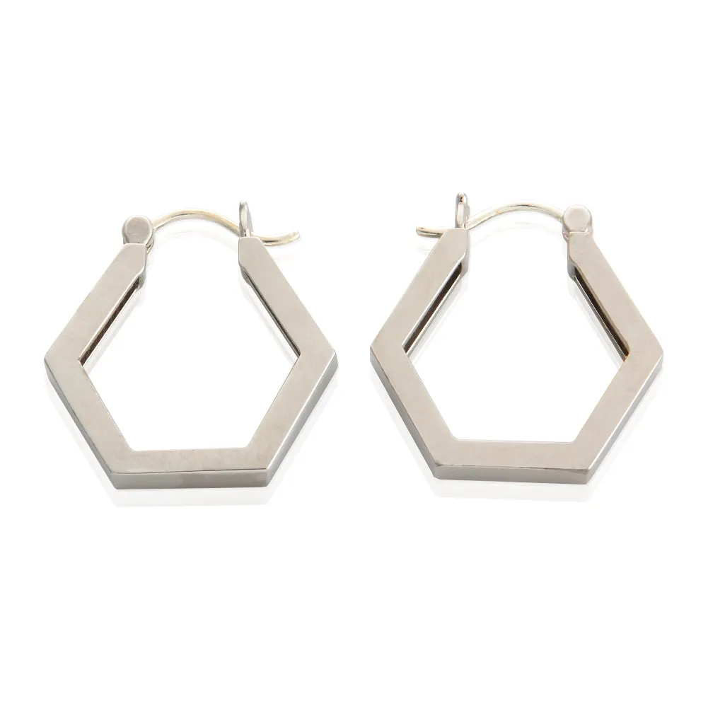 Thick hexagon Huggie Hoop Earrings