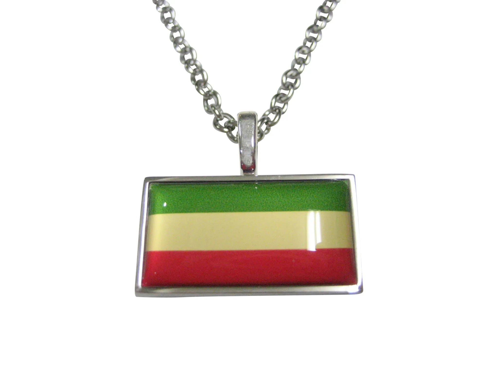 Thin Bordered Federal Democratic Republic of Ethiopia Flag Pendant Necklace