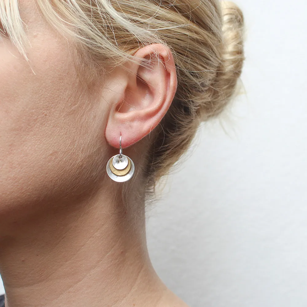 Three Layered Cymbals Wire Earrings