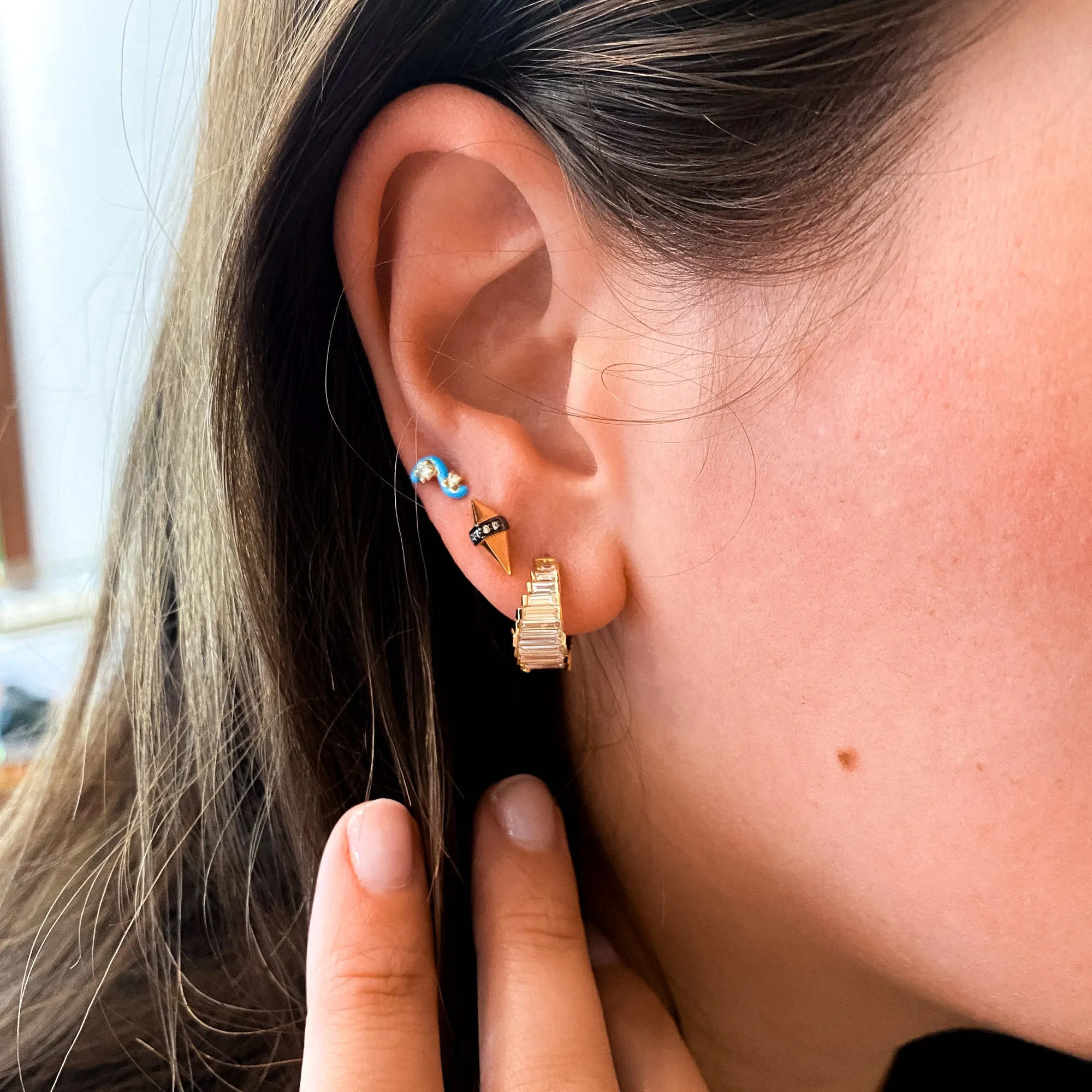 Tiara Lab-Grown Diamond Baguette Hoop Earrings