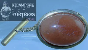 TIE TACK GOLD CARNELIAN GEMSTONE GEM STONE OVAL GOLD PIN BROOCH STARR WILDE STEAMPUNK FORTRESS