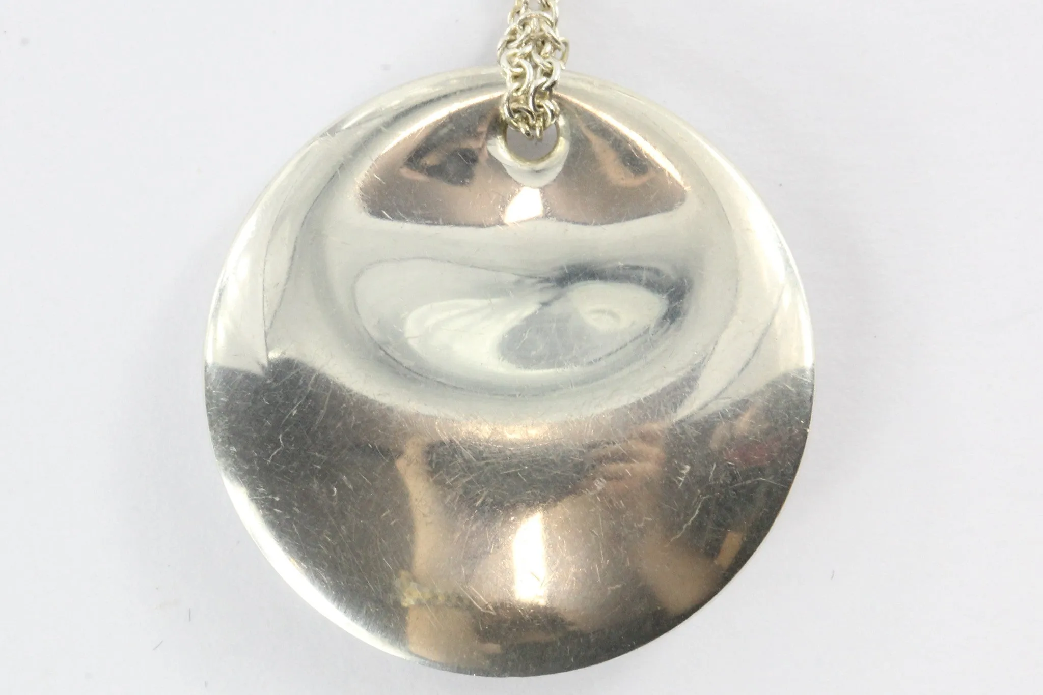 Tiffany & Co Elsa Peretti Sterling Silver Round Disk Pendant Necklace
