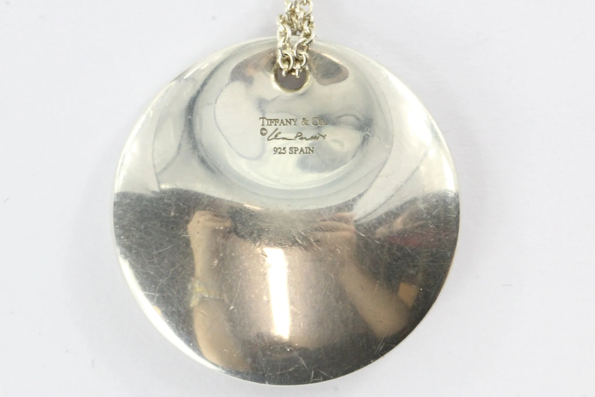 Tiffany & Co Elsa Peretti Sterling Silver Round Disk Pendant Necklace