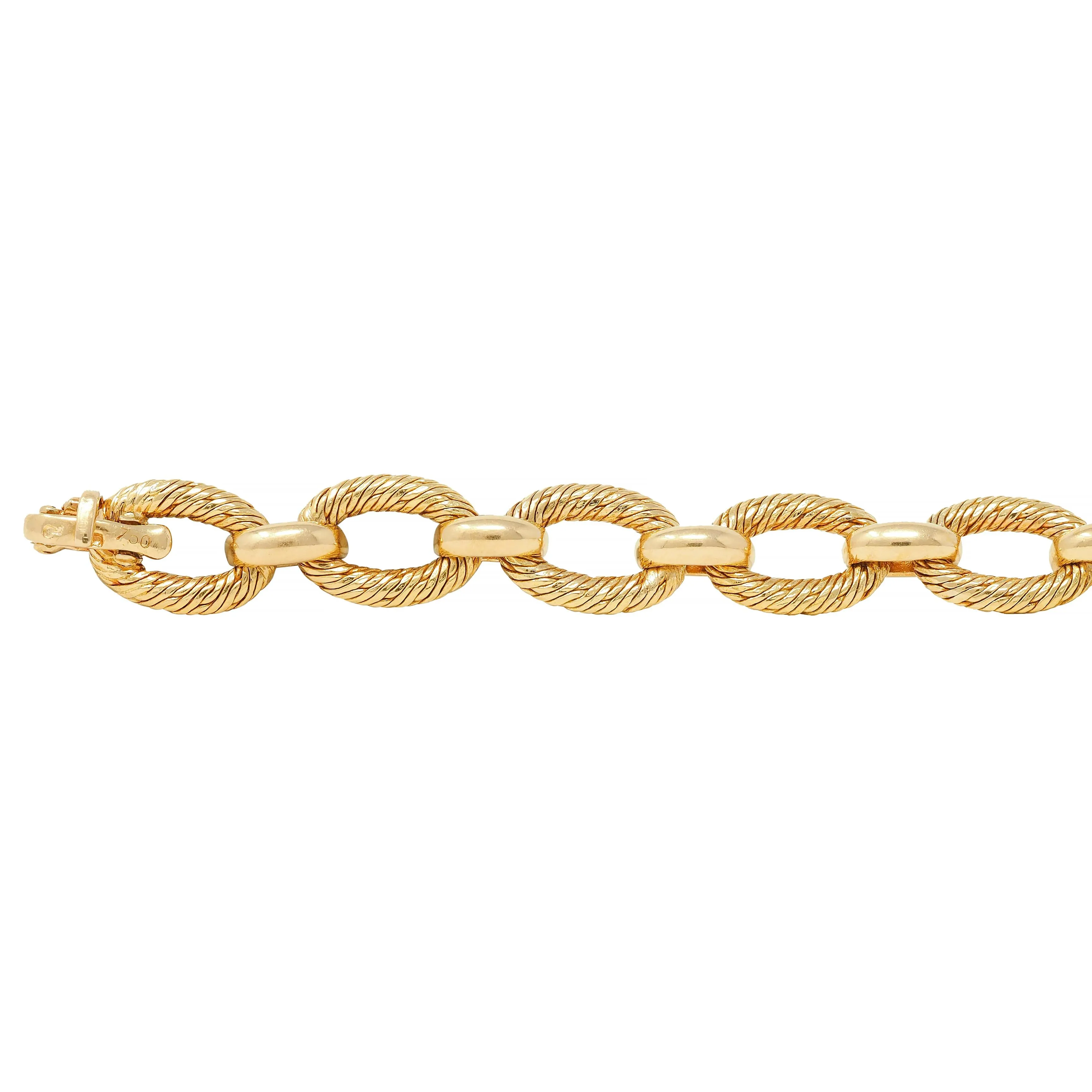 Tiffany & Co. French 1960s 18 Karat Yellow Gold Textured Vintage Oval Link Bracelet