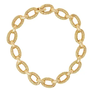 Tiffany & Co. French 1960s 18 Karat Yellow Gold Textured Vintage Oval Link Bracelet