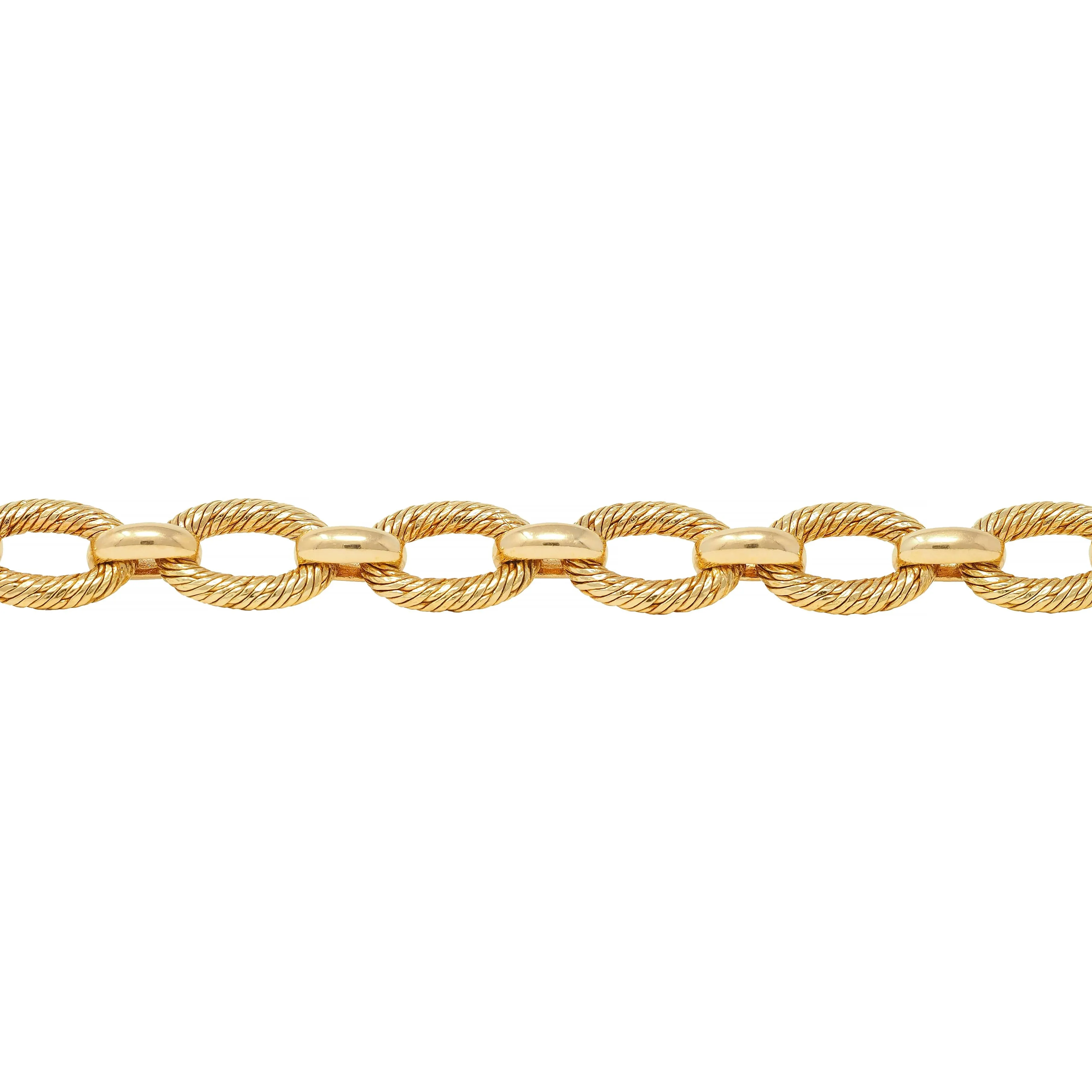 Tiffany & Co. French 1960s 18 Karat Yellow Gold Textured Vintage Oval Link Bracelet