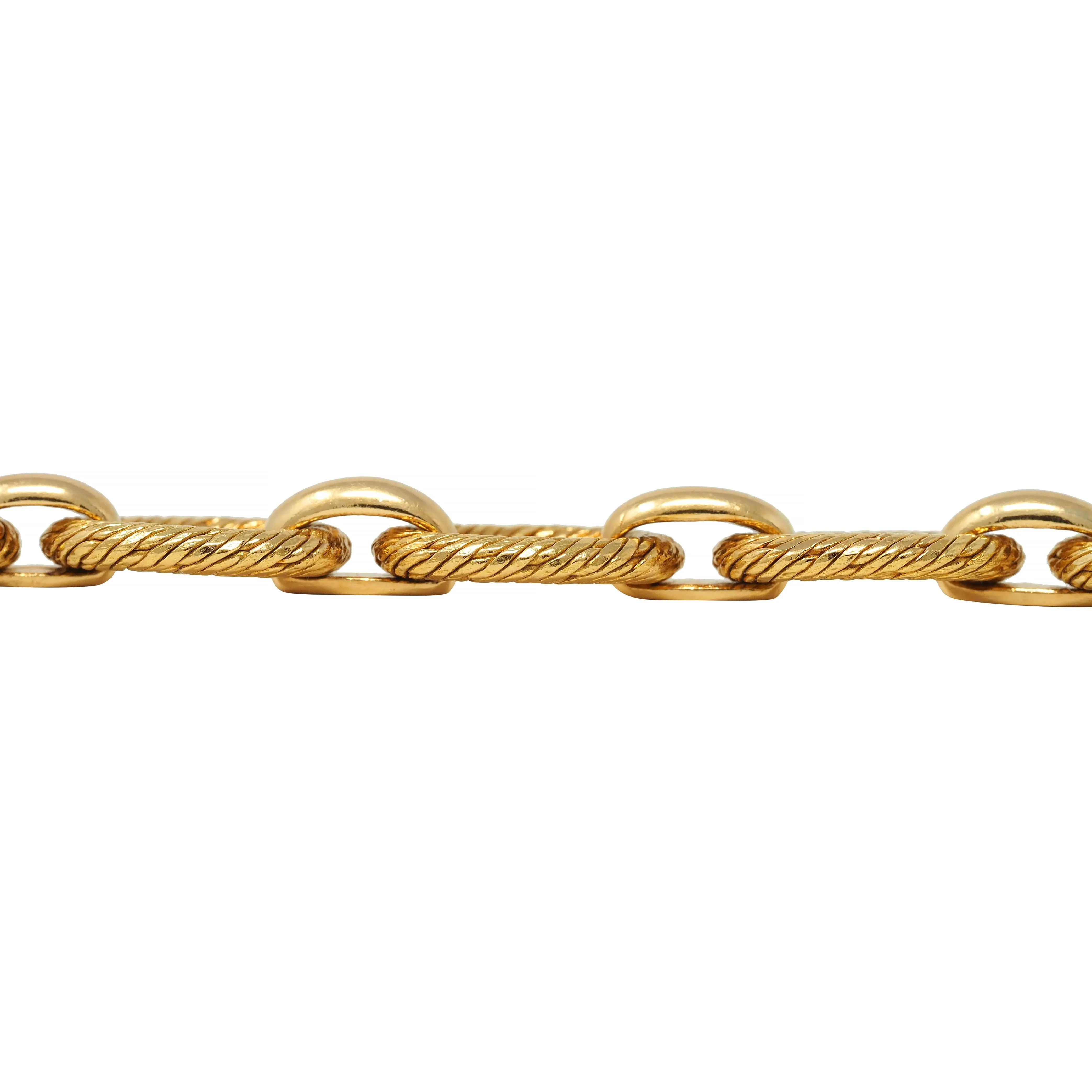 Tiffany & Co. French 1960s 18 Karat Yellow Gold Textured Vintage Oval Link Bracelet