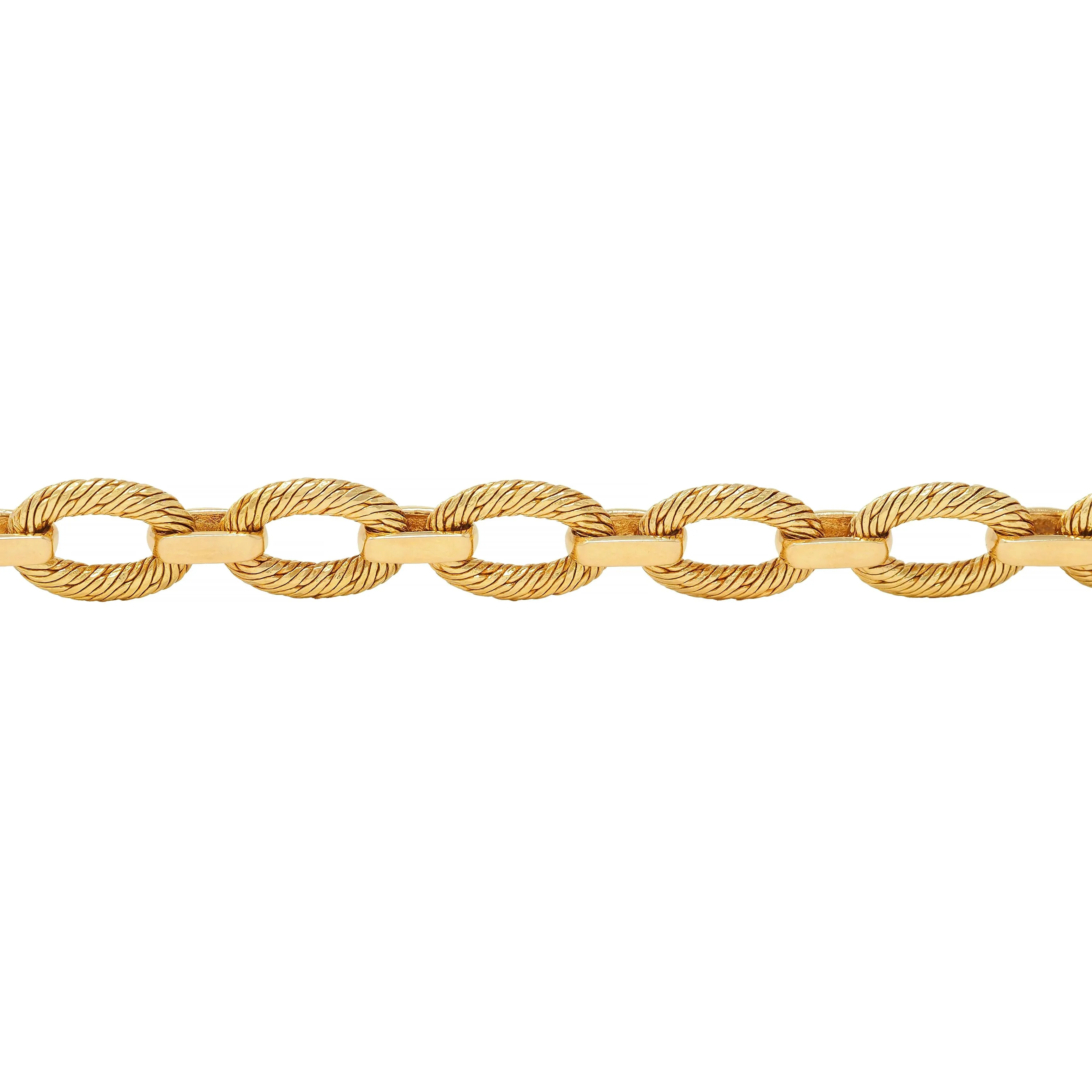 Tiffany & Co. French 1960s 18 Karat Yellow Gold Textured Vintage Oval Link Bracelet