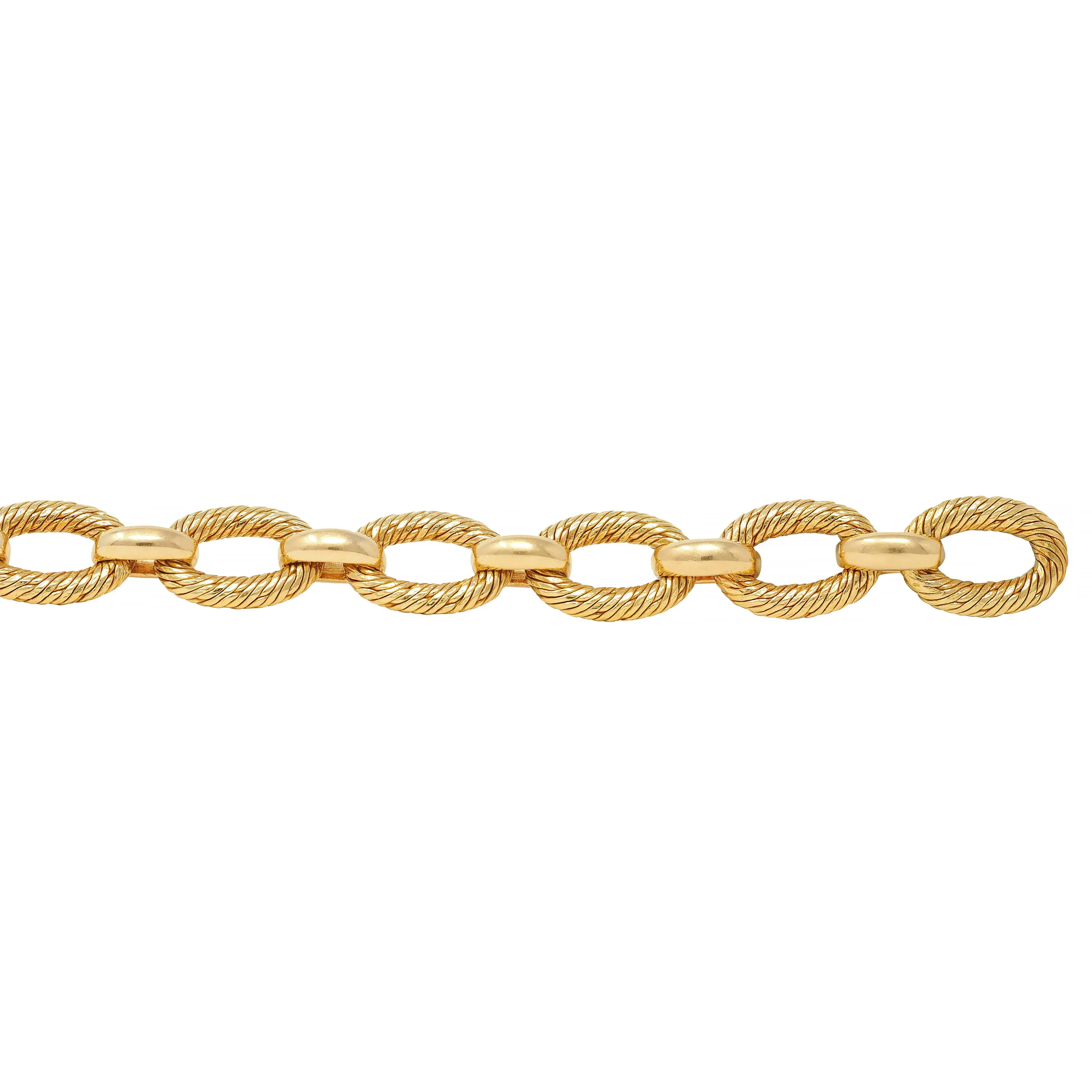 Tiffany & Co. French 1960s 18 Karat Yellow Gold Textured Vintage Oval Link Bracelet