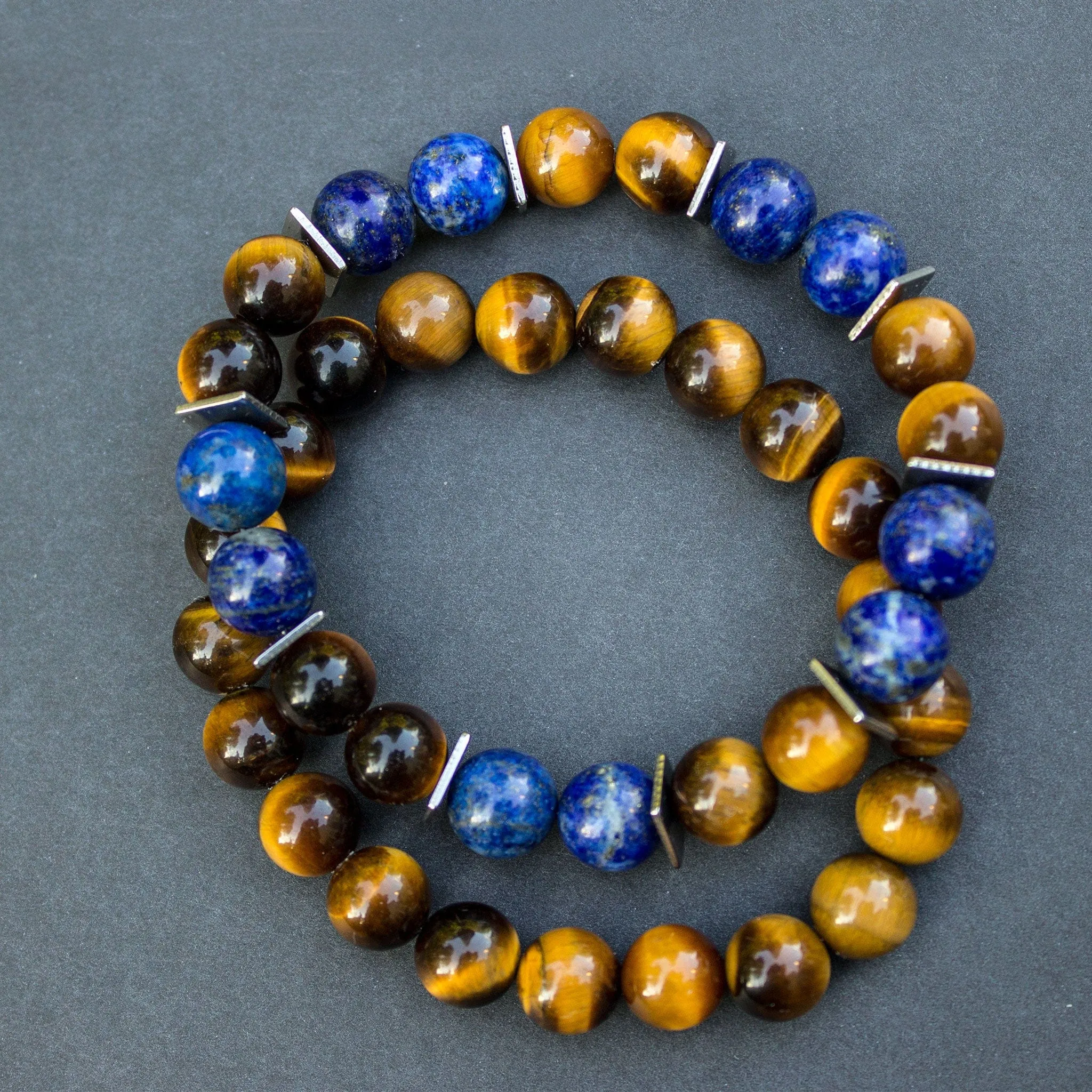 Tiger and Blue Lapis Lazuli Men's bracelets