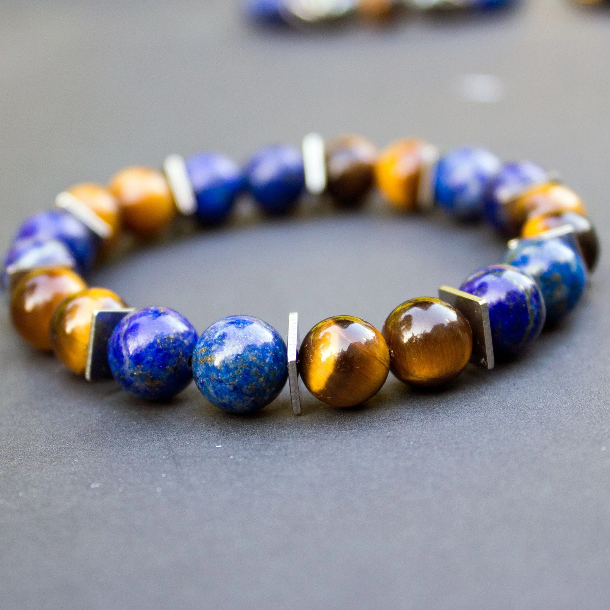 Tiger and Blue Lapis Lazuli Men's bracelets