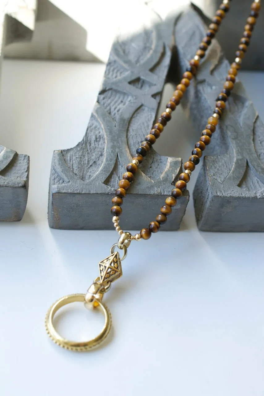 Tigers Eye Gold EyeRing Necklace