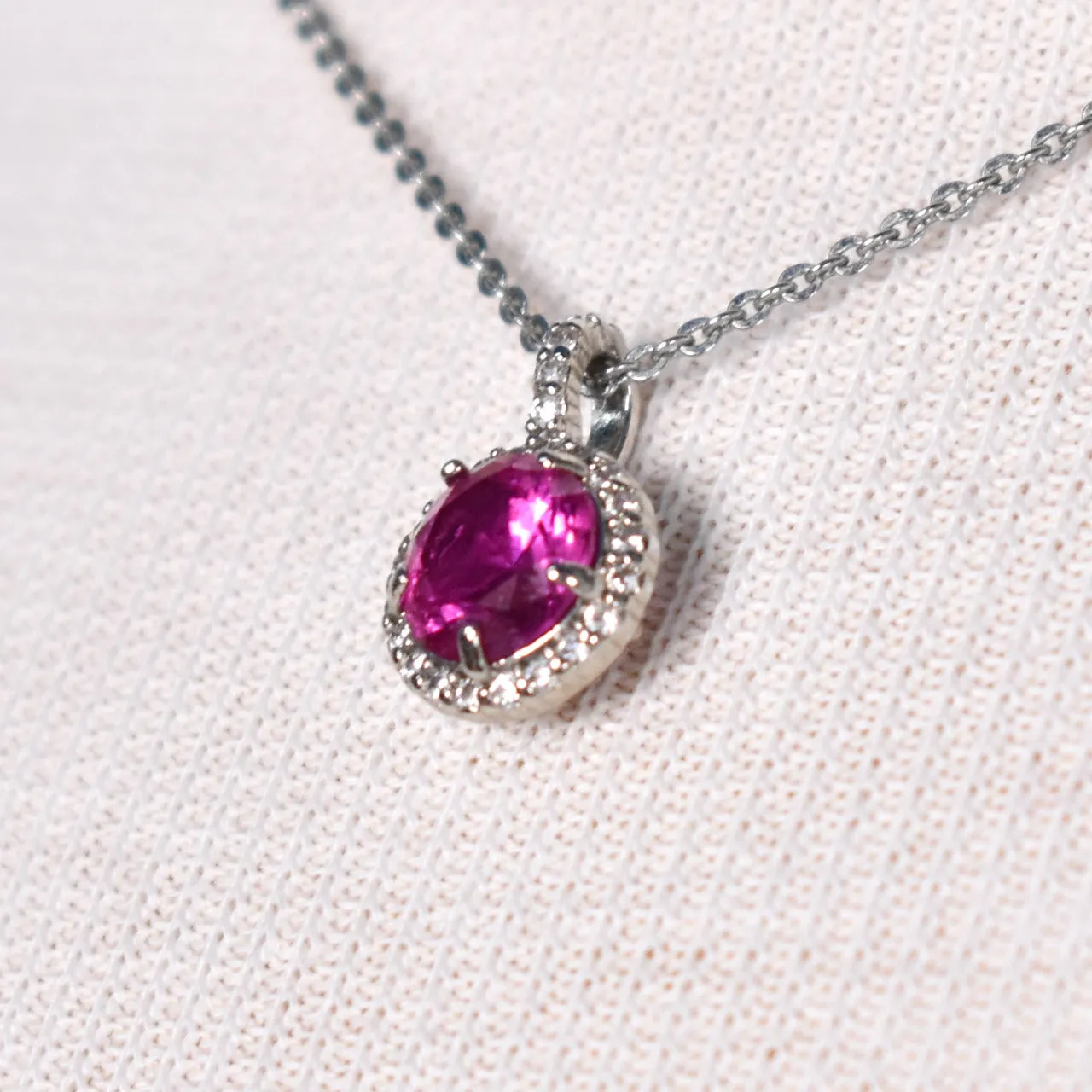 Tiny Pink Rhinestone Necklace