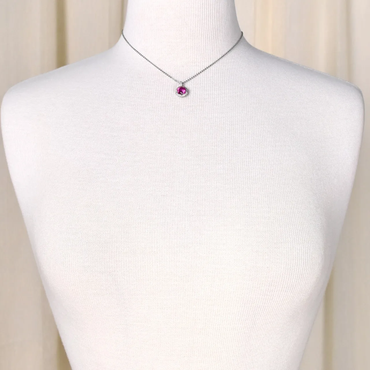 Tiny Pink Rhinestone Necklace