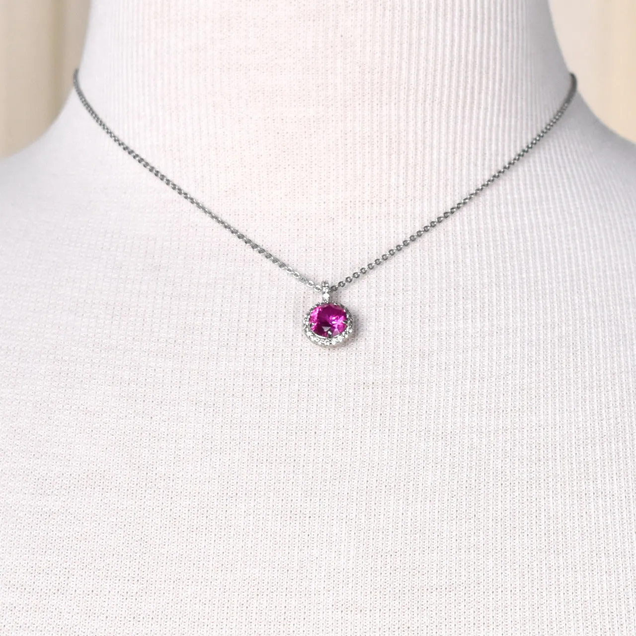 Tiny Pink Rhinestone Necklace