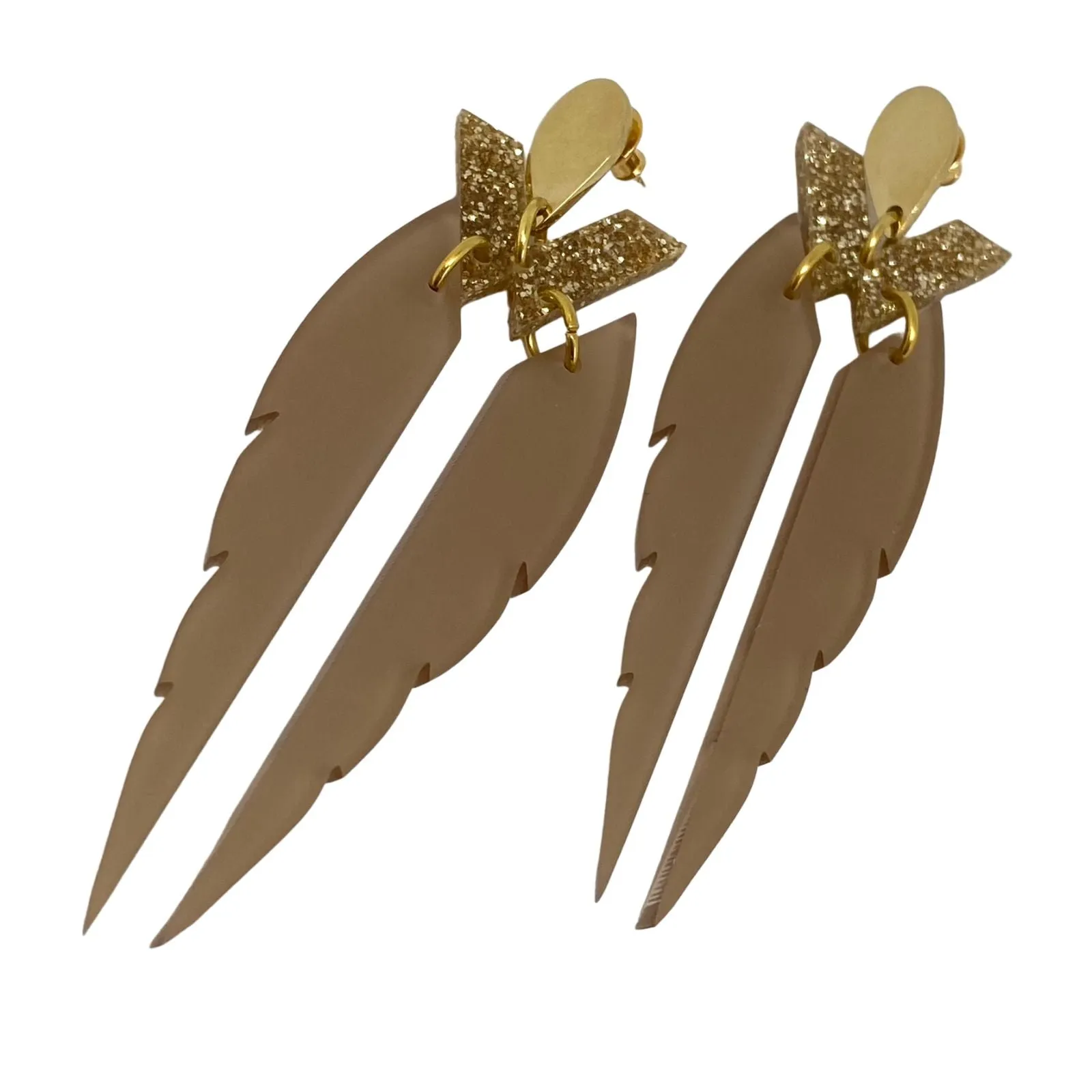 TooLally Kingfishers Earrings - Champagne & Glitter