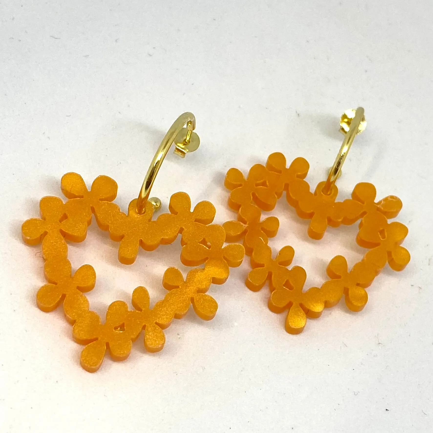 TooLally Mini Hearts In Flowers Earrings - Orange