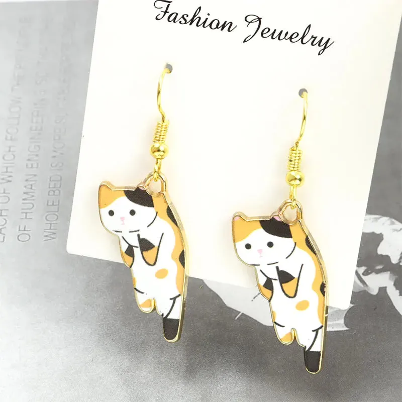 Trendy Cute Cat Kitten Enamel Necklace Kawaii Pet Pendant Necklaces Cartoon Sweet Girls Neck Jewelry Handmade Accessories Gift
