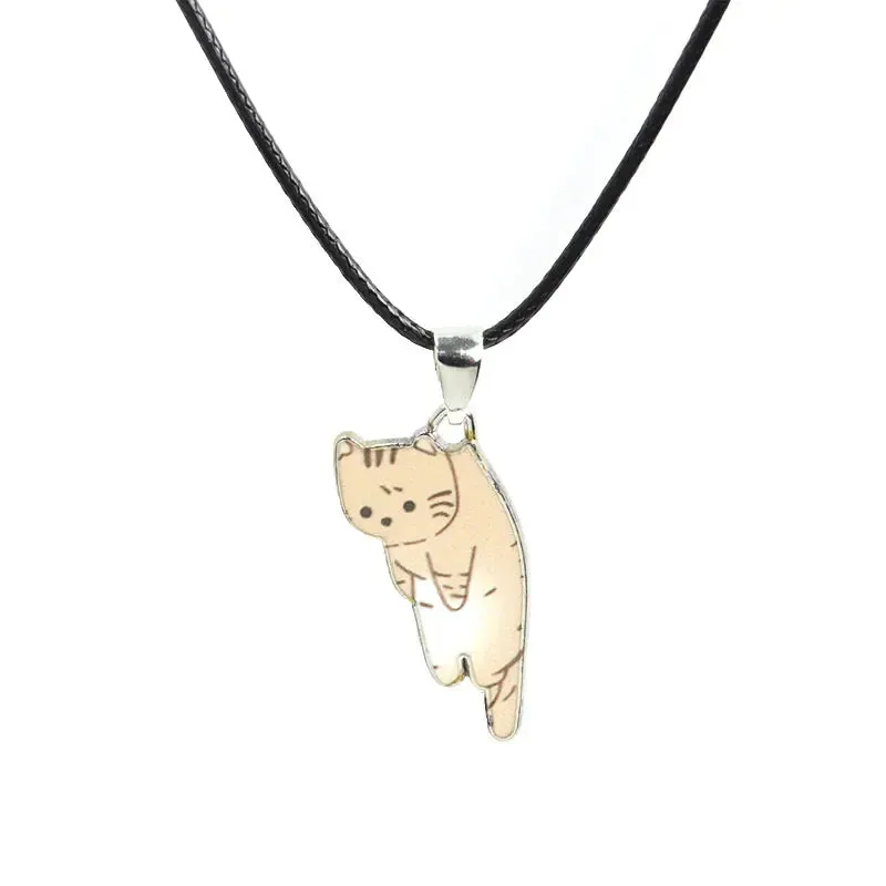 Trendy Cute Cat Kitten Enamel Necklace Kawaii Pet Pendant Necklaces Cartoon Sweet Girls Neck Jewelry Handmade Accessories Gift