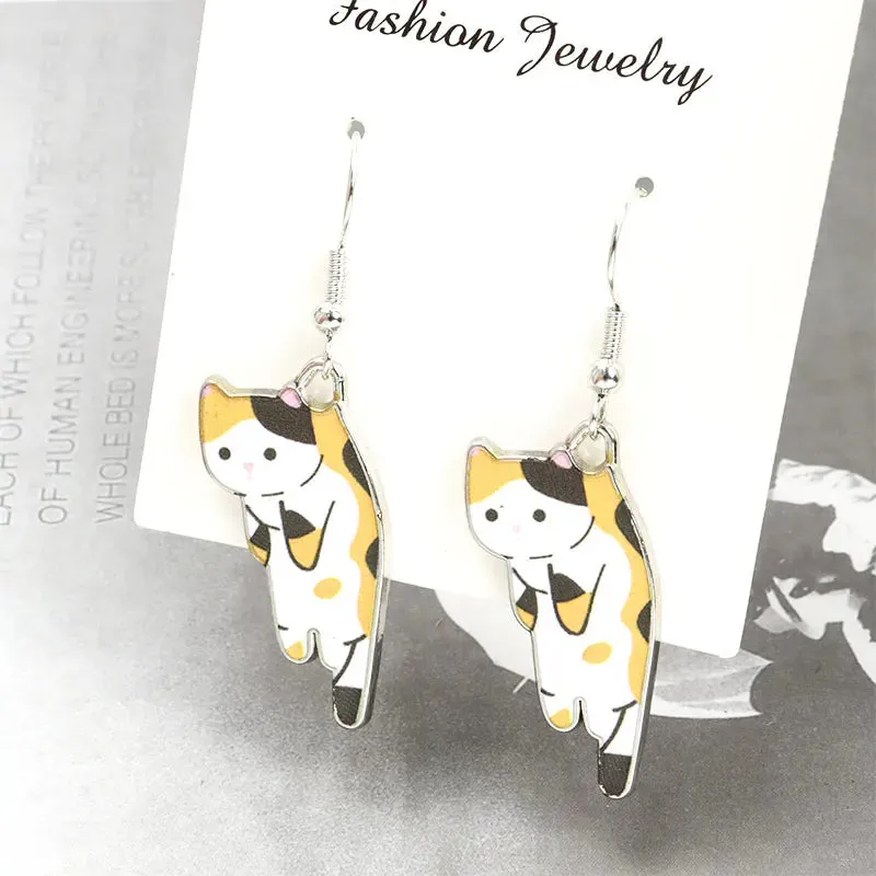 Trendy Cute Cat Kitten Enamel Necklace Kawaii Pet Pendant Necklaces Cartoon Sweet Girls Neck Jewelry Handmade Accessories Gift