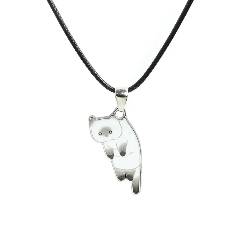 Trendy Cute Cat Kitten Enamel Necklace Kawaii Pet Pendant Necklaces Cartoon Sweet Girls Neck Jewelry Handmade Accessories Gift