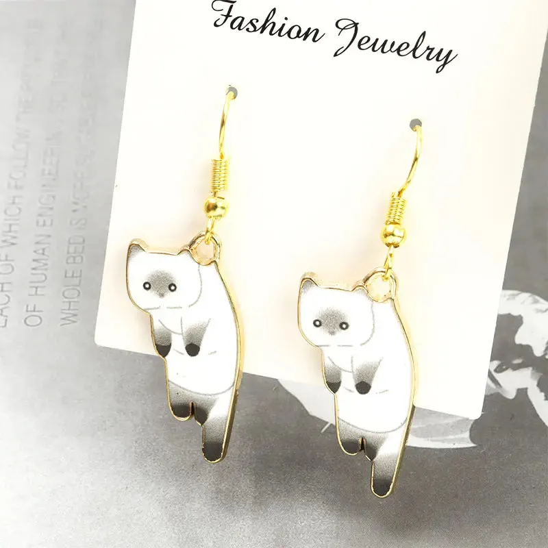 Trendy Cute Cat Kitten Enamel Necklace Kawaii Pet Pendant Necklaces Cartoon Sweet Girls Neck Jewelry Handmade Accessories Gift