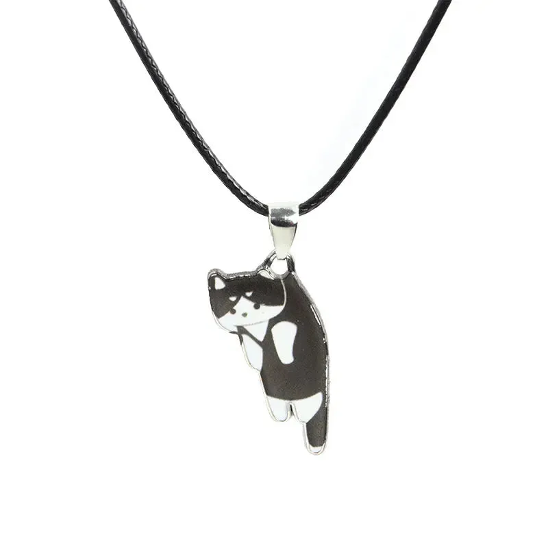 Trendy Cute Cat Kitten Enamel Necklace Kawaii Pet Pendant Necklaces Cartoon Sweet Girls Neck Jewelry Handmade Accessories Gift